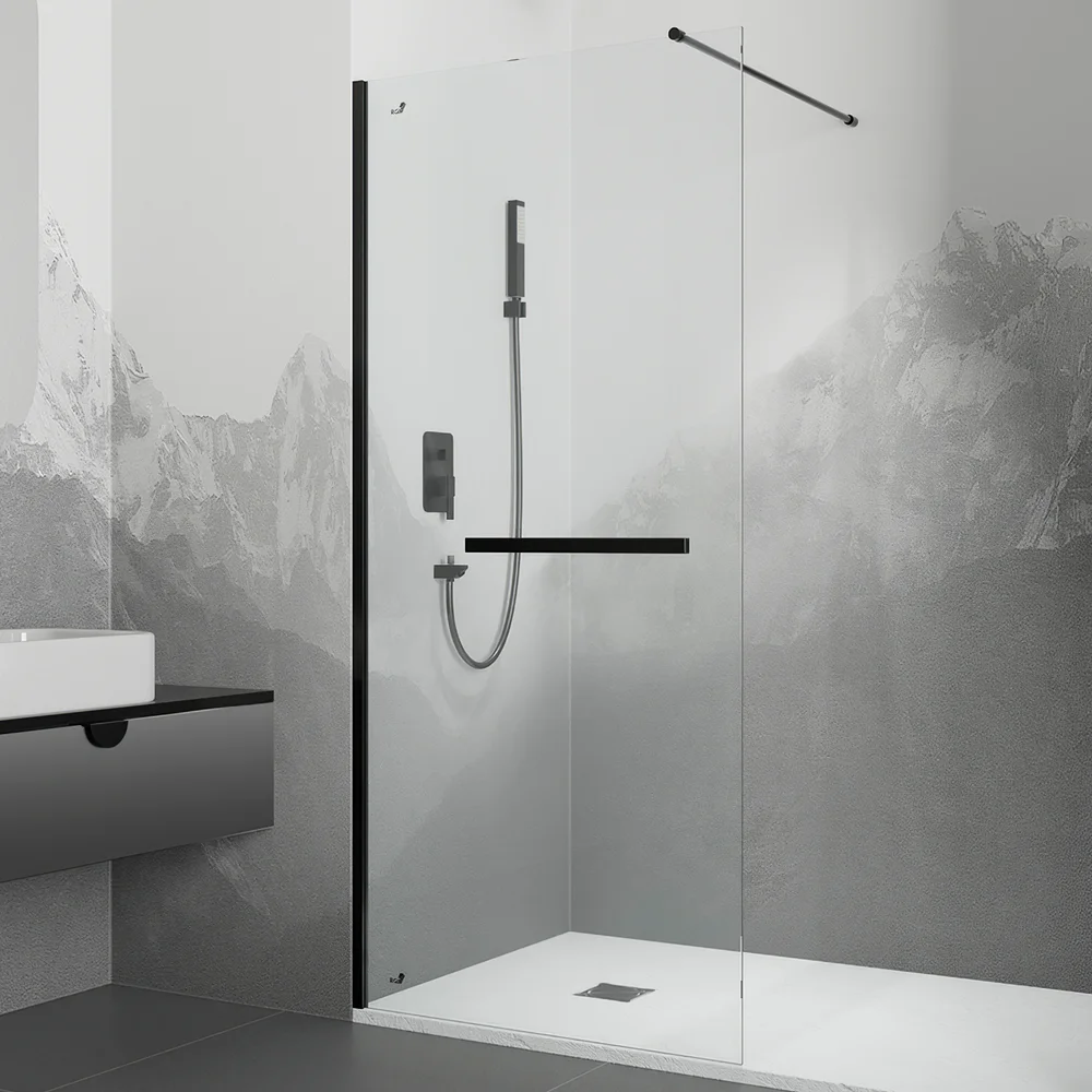 Душевая перегородка RGW Walk In WA-041B 100х195 профиль черный стекло прозрачное 35104010-14 - 0