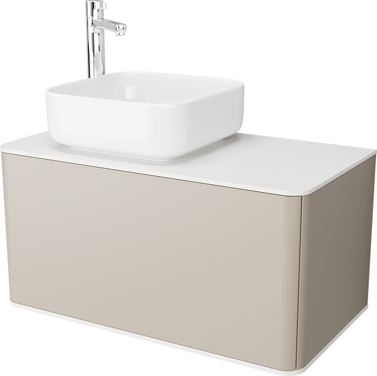Тумба с раковиной STWORKI Ноттвиль 80 бежевый шелк, с отверстием под смеситель 414403 - 3