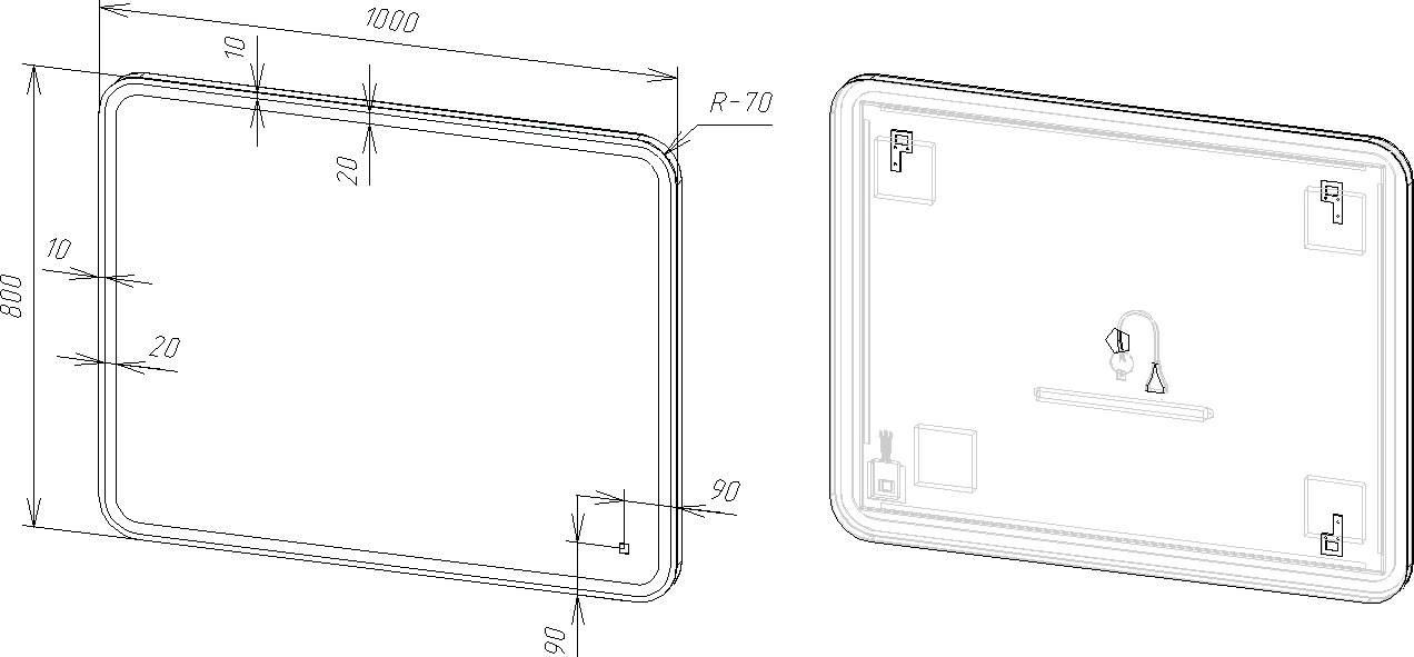 Зеркало DIWO Коломна 100 с подсветкой ЗЛП122 - 6