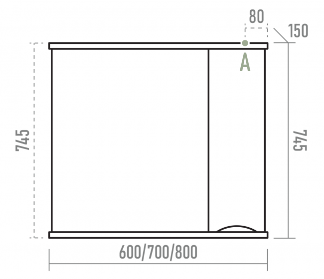 Зеркало-шкаф Misty Атлантик 60 правое серое матовое П-Атл-4060-050П - 2