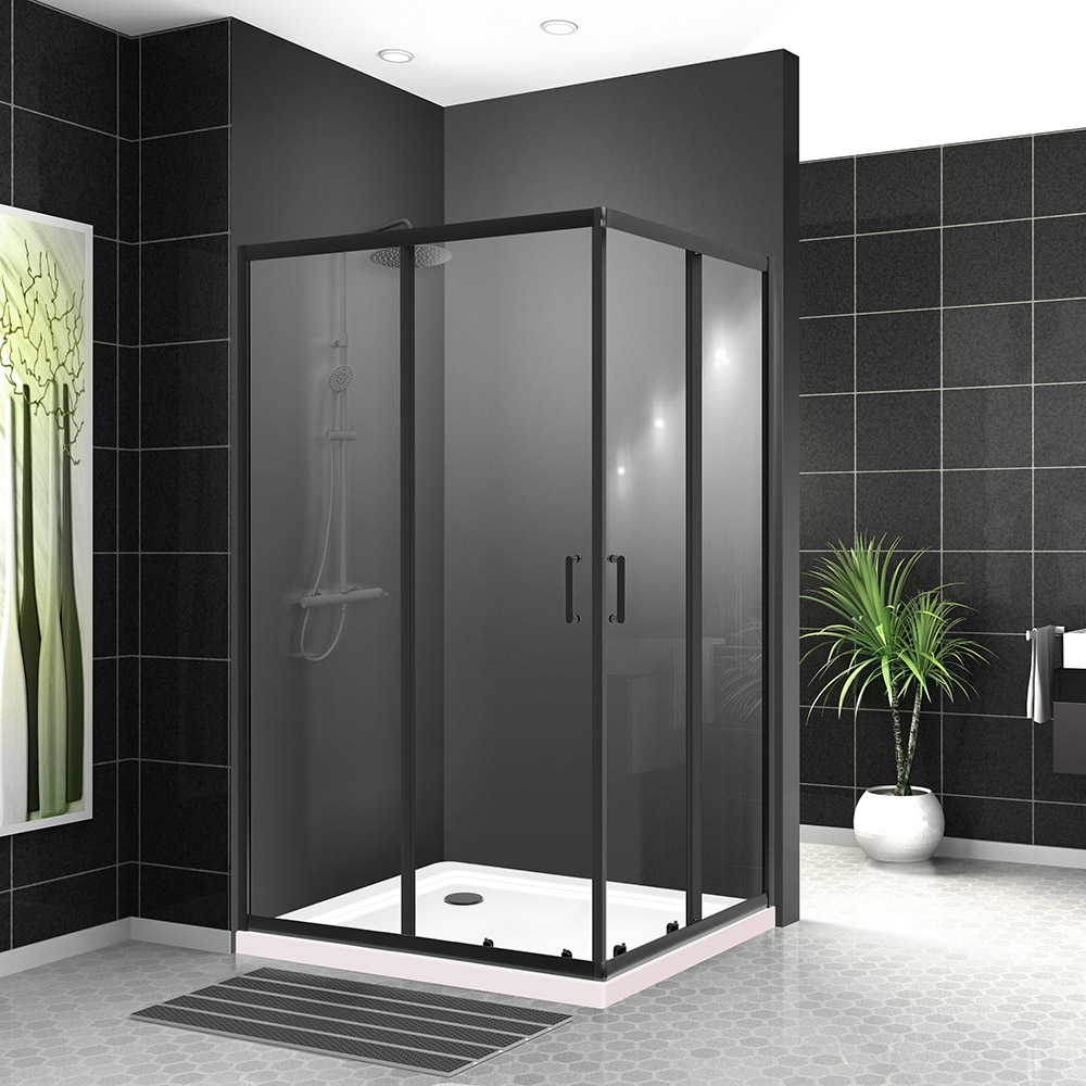 Душевой уголок BelBagno Uno-195 AH 2 120/100 C Nero профиль черный, стекло прозрачное UNO-195-AH-2-120/100-C-NERO - 2