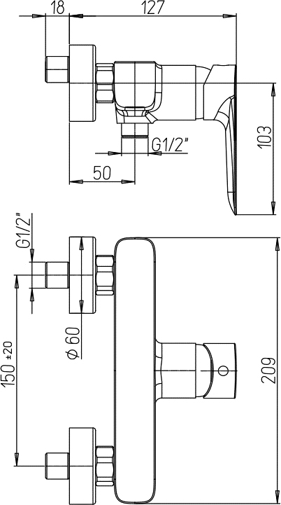 Смеситель для душа Paini Nove 09CR511 - 1