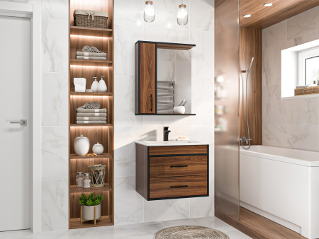 Тумба под раковину Misty Кедр 60 темное дерево П-Кед09060-011По - 2