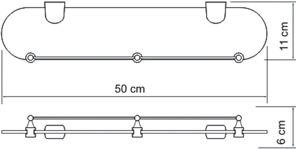 Полка стеклянная Wasserkraft Berkel 50 хром K-6844 - 3