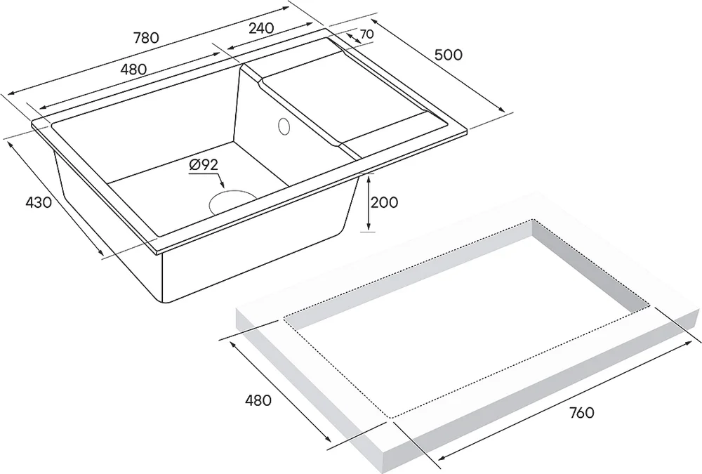 Мойка кухонная Paulmark Verlass 78 графит PM317850-DG - 3
