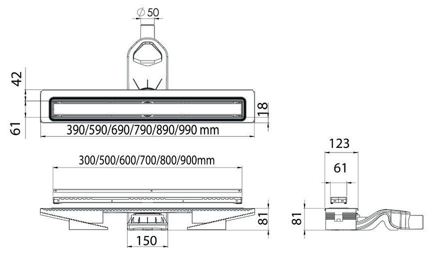 Душевой лоток Berges B1 Keramik 60 бронза 094117 - 1
