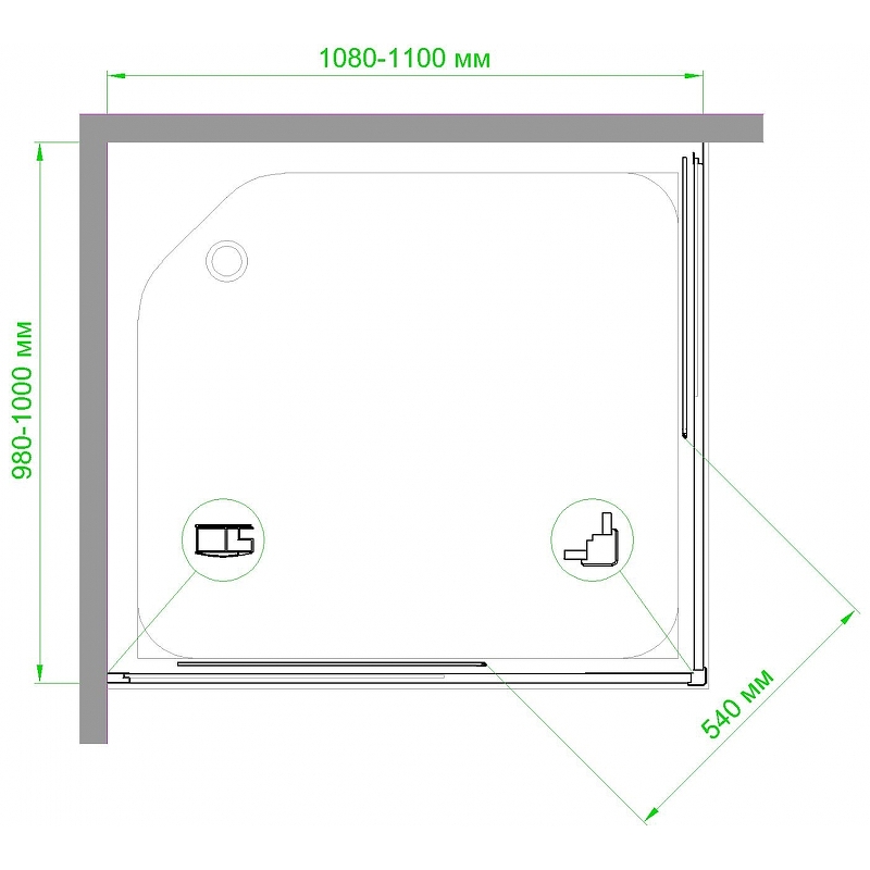 Душевой уголок Royal Bath HPD 110x100 профиль белый стекло матовое RB1110HPD-C - 4