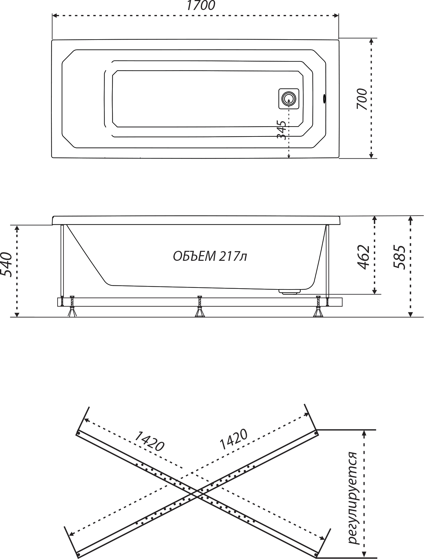 Акриловая ванна Triton Прага 170х70 Щ0000049118 - 5