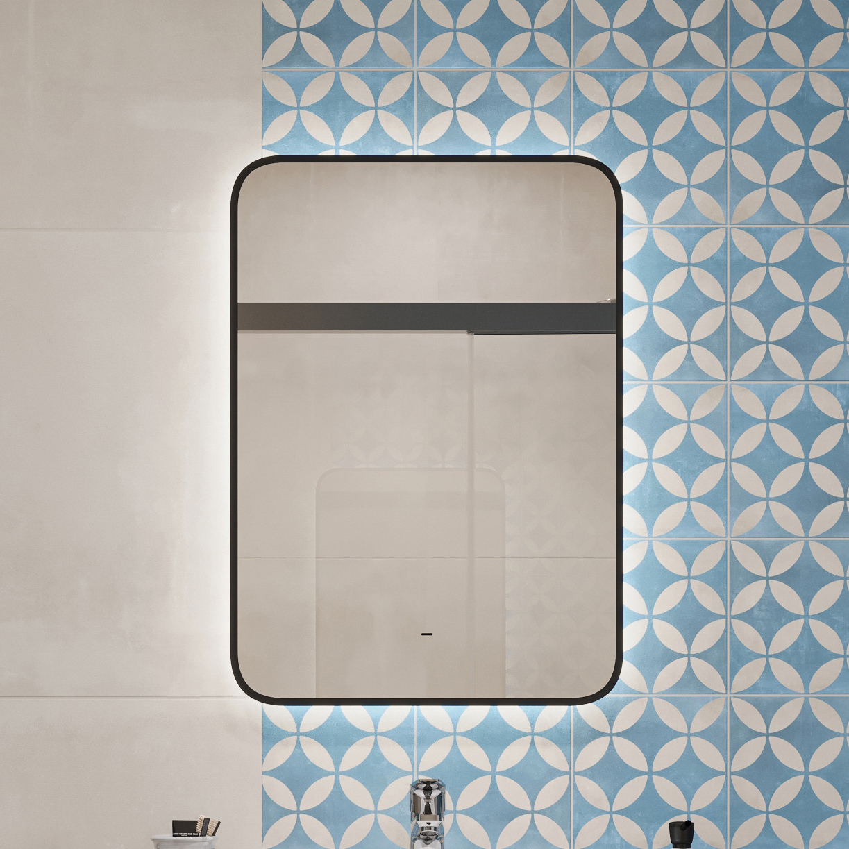 Зеркало DIWO Кострома 50 черное, с подсветкой, прямоугольное, настенное ЗЛП1750 - 0