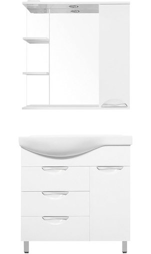 Тумба с раковиной Style Line Жасмин 82 R белая, с бельевой корзиной - 1