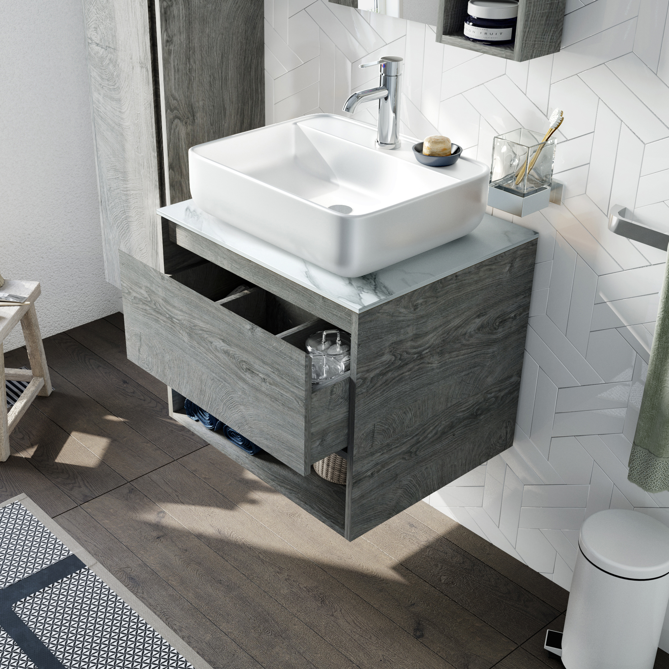 Тумба с раковиной STWORKI Карлстад 60 дуб рошелье, монте тиберио 425060 - 2