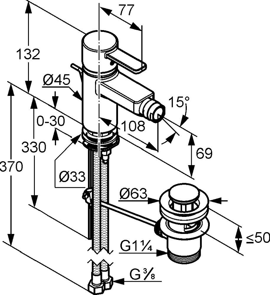 Смеситель для биде Kludi  хром  385300575 - 1