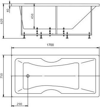 Акриловая ванна Акватек Феникс 170x75 слив слева, с фронтальным экраном FEN170-0000043 - 1