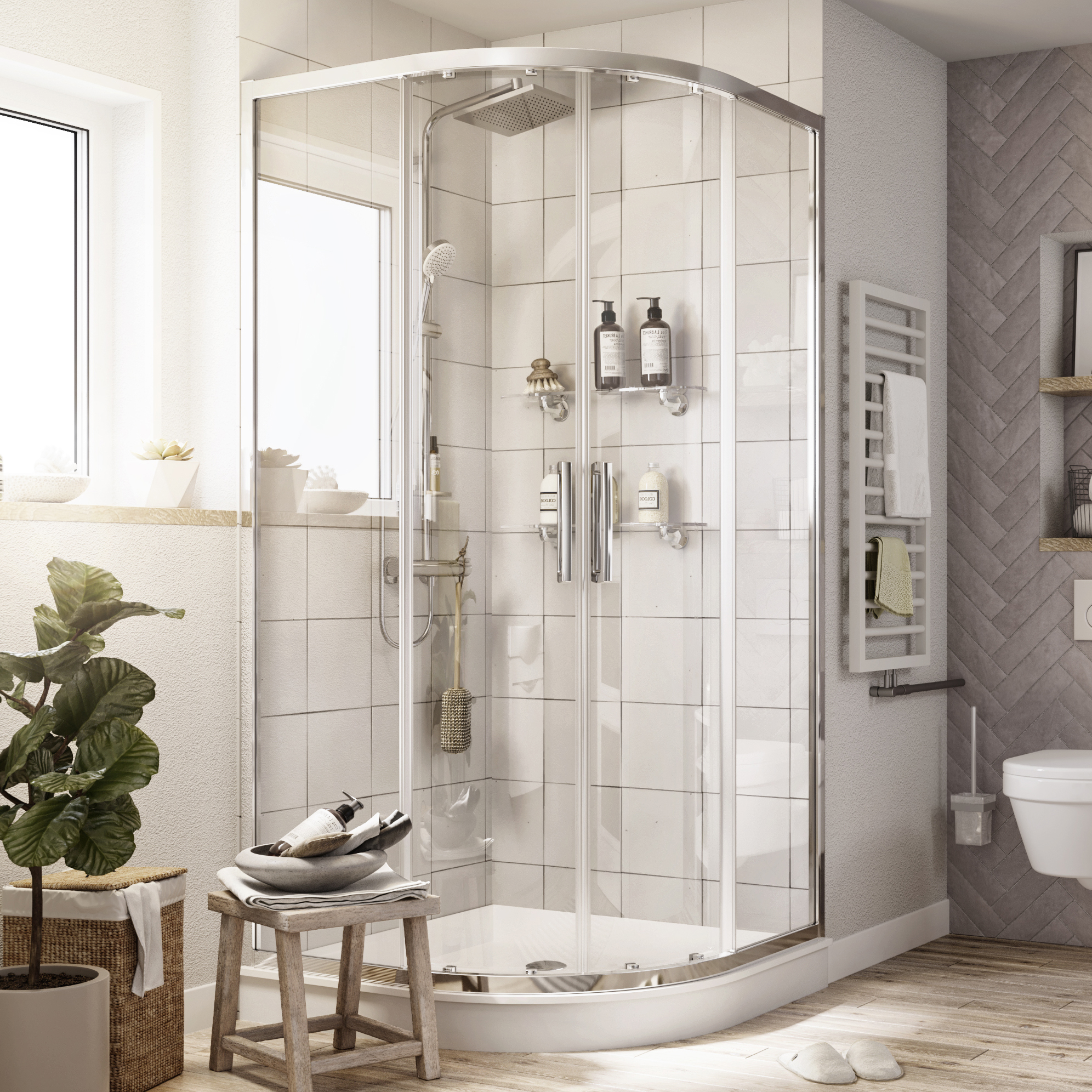 Душевой уголок STWORKI Хельсинки DE018RL9595200CH 95x95 см профиль хром глянец 3GW035TTKK000 - 0