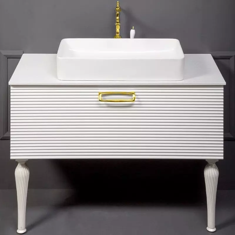 Тумба под раковину Armadi Art Vallessi Avangarde Linea 100 белый - золото 842-100-WG - 0