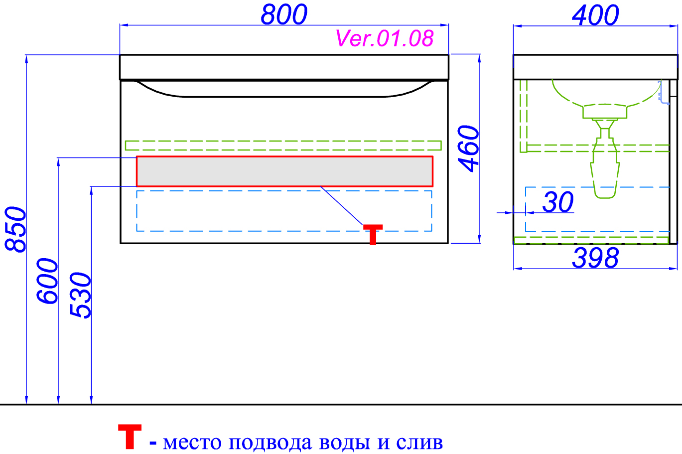 Тумба с раковиной Aqwella 5 stars Верона 80 акация - 6