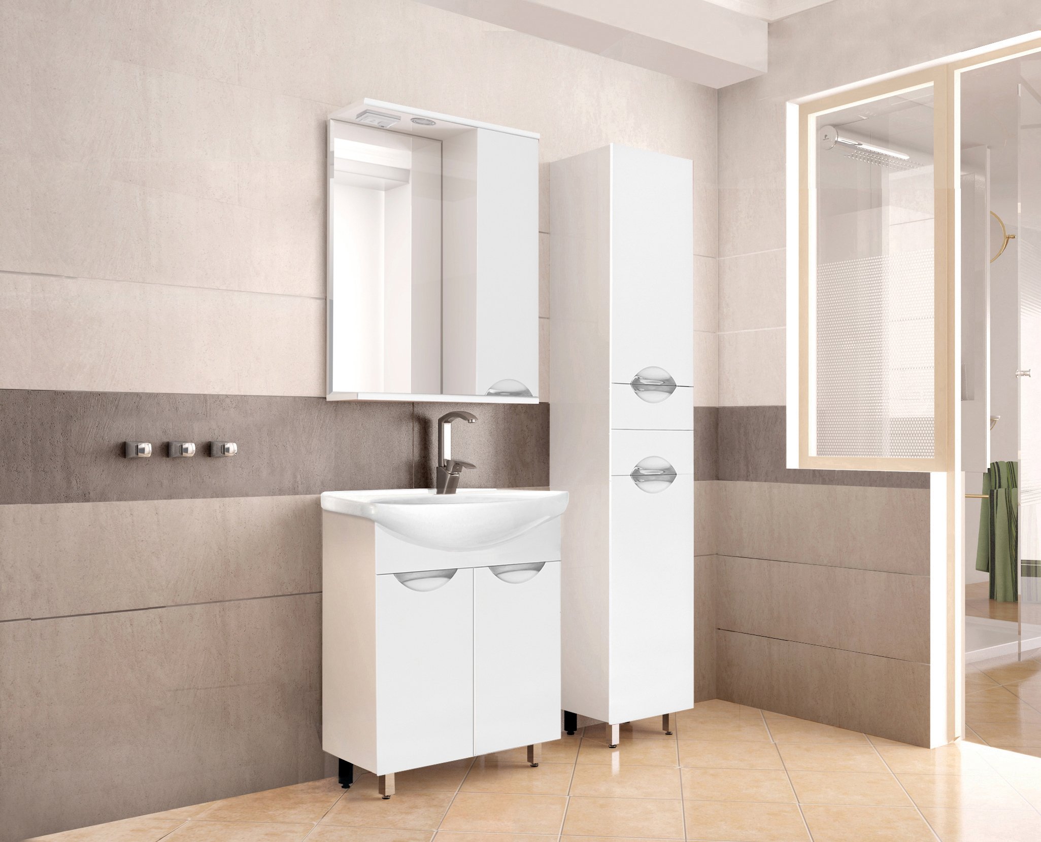 Тумба с раковиной Style Line Жасмин 60 белая - 1