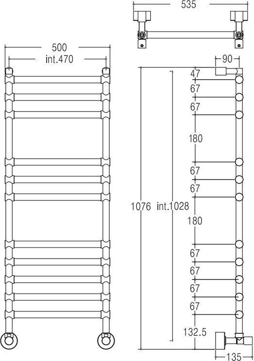 Полотенцесушитель водяной Margaroli Sole 464-11, хром 4644711CRN - 1