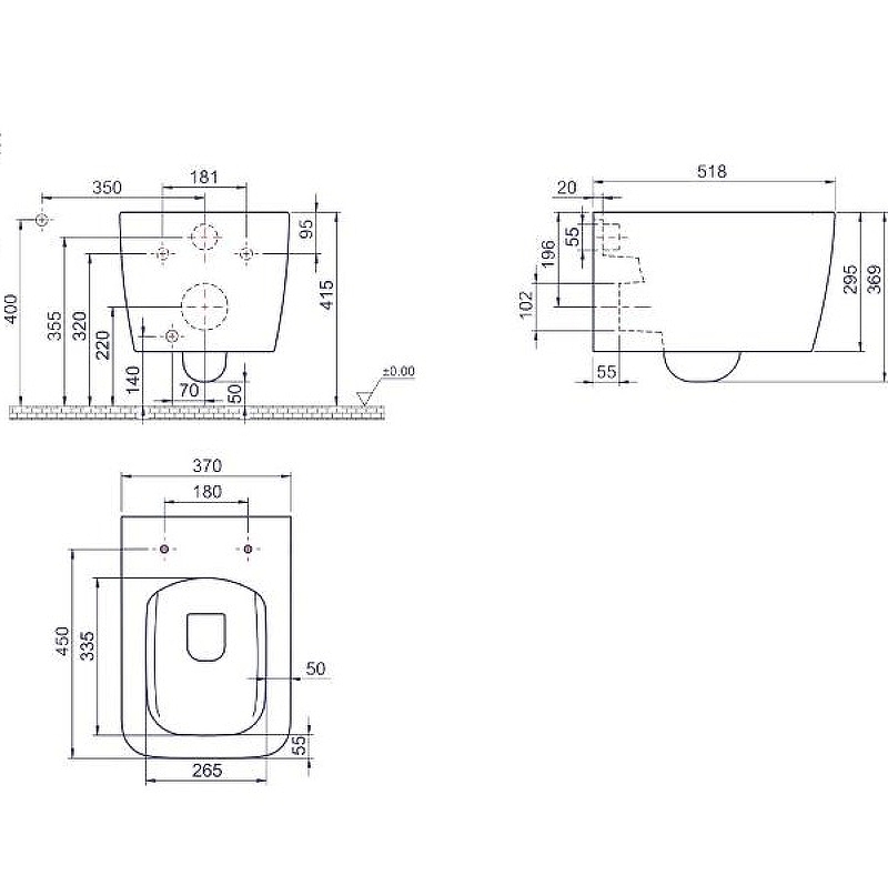 Чаша для подвесного унитаза Boheme Zen белая глянцевая без сиденья 967-W - 2
