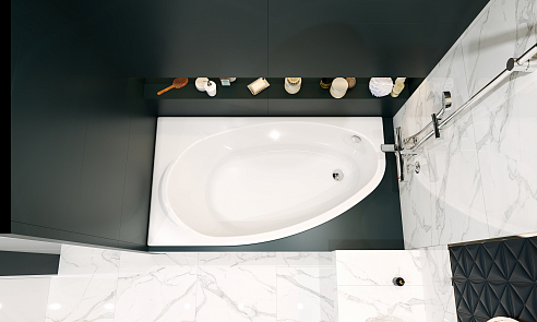 248573000 ванна акриловая CORFU ассиметричная левая /160х90/ (белый) - 4