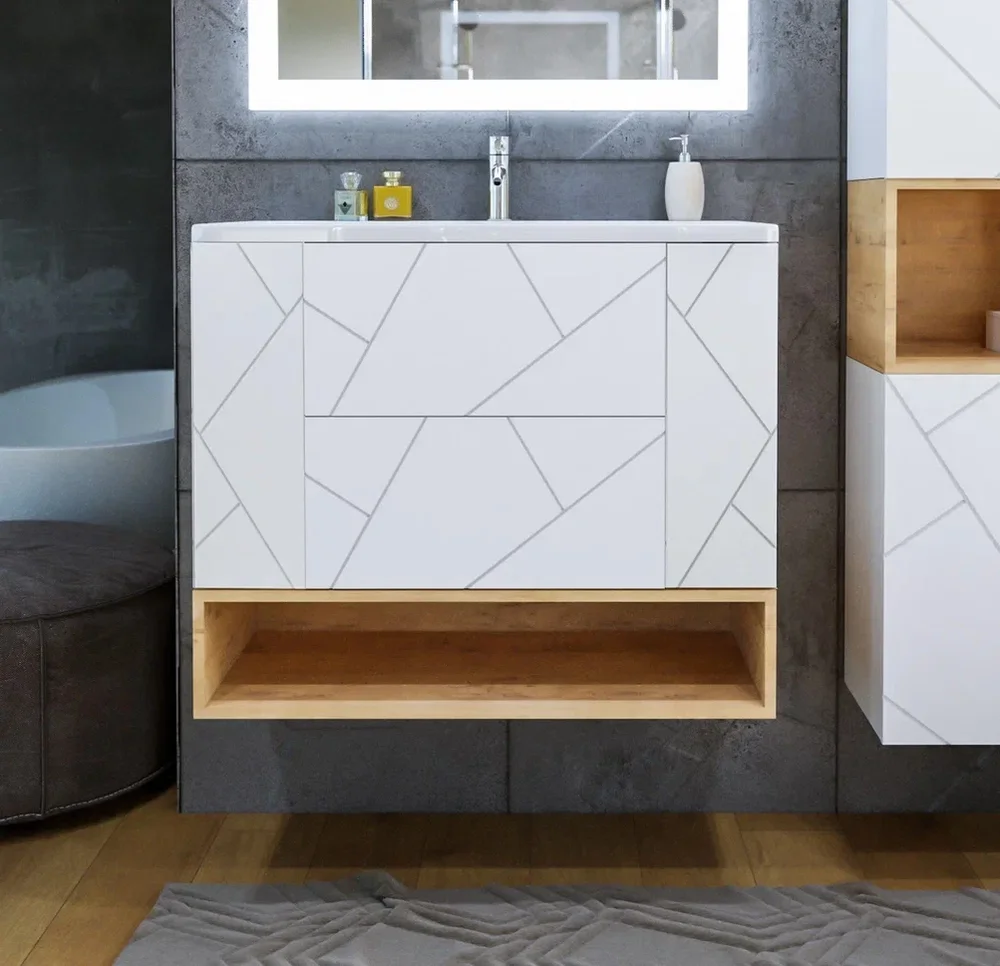 Тумба под раковину Бриклаер Кристалл 90 белая матовая  4627125415975 - 4