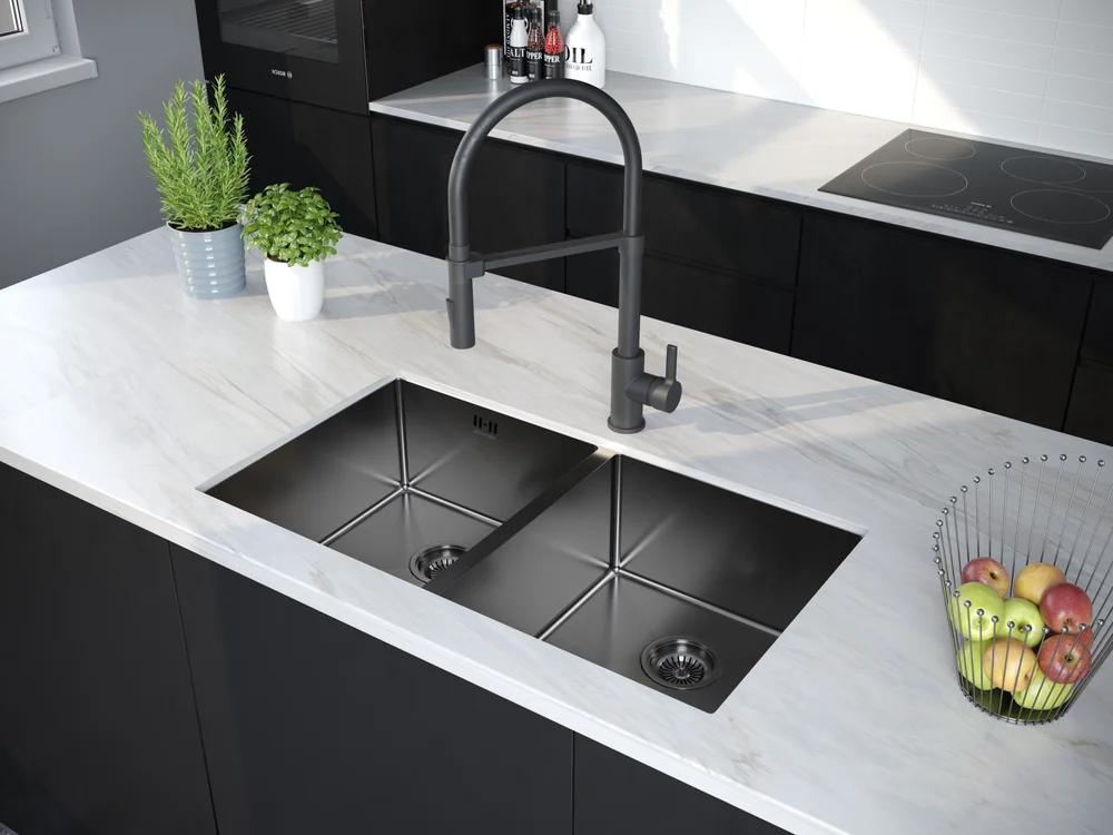 Мойка кухонная Paulmark Twin 78 темный хром PM237844-GM - 2