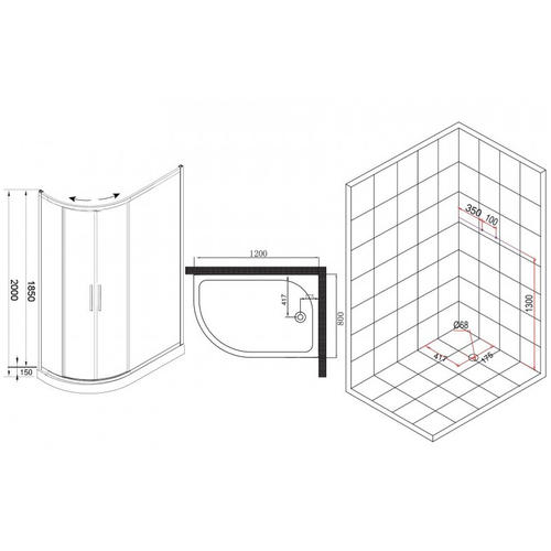 Душевой уголок Esbano 120х80 хром  ESUGD8027AR - 1