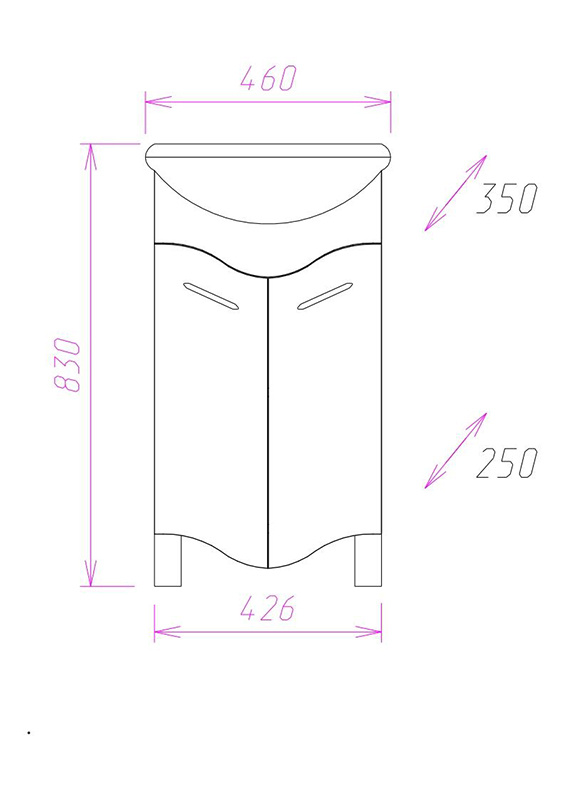 Тумба под раковину Onika Лайн 45 белый  104504 - 3