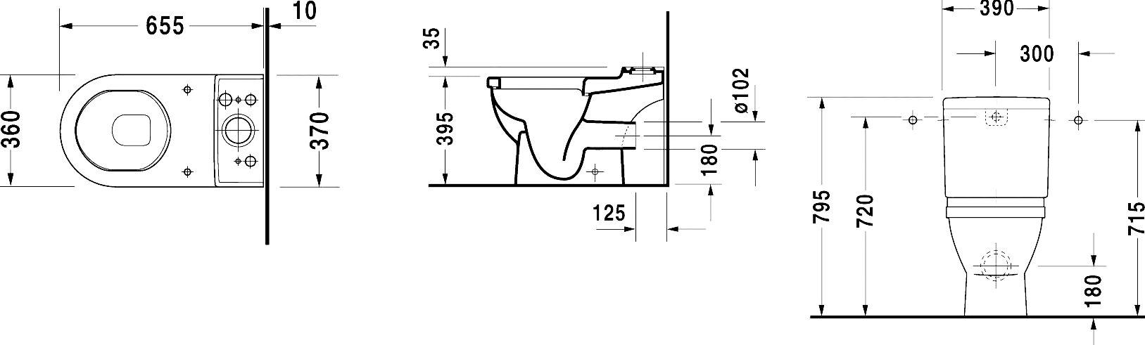 Чаша для напольного унитаза Duravit Starck 3 белый, без сиденья  0126090000 - 2