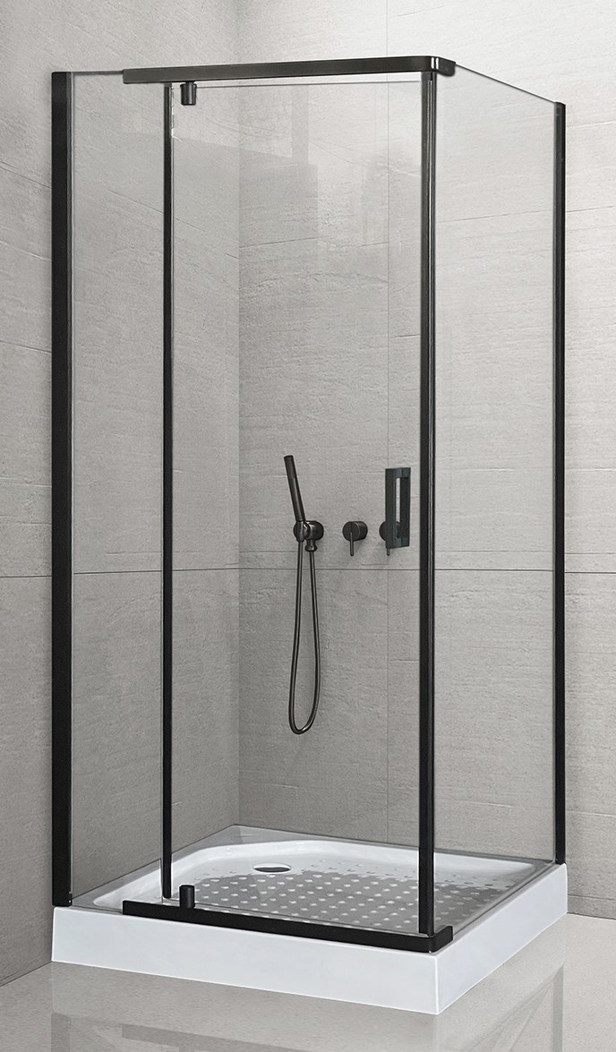 Душевой уголок Royal Bath HPV 90х90 с поддоном профиль черный стекло прозрачное RB90HPV-T-BL - 0
