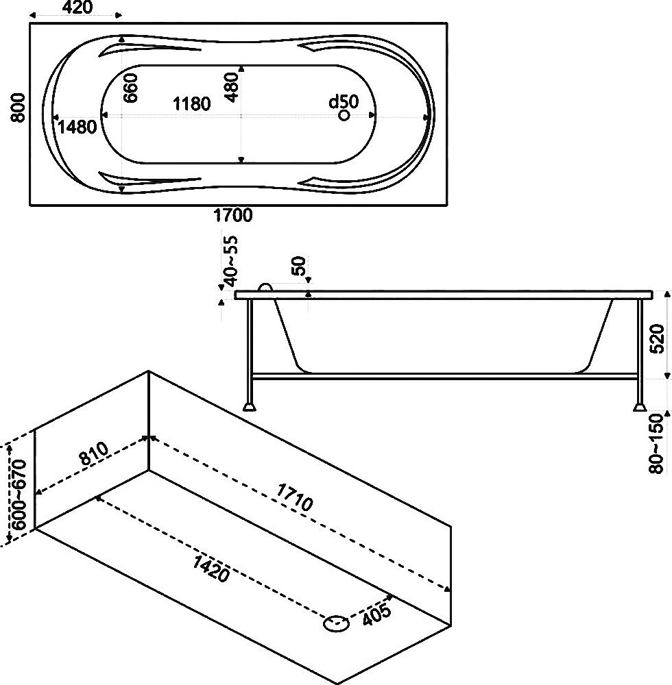 Акриловая ванна Bas Ахин 170x80 В 00005 - 5