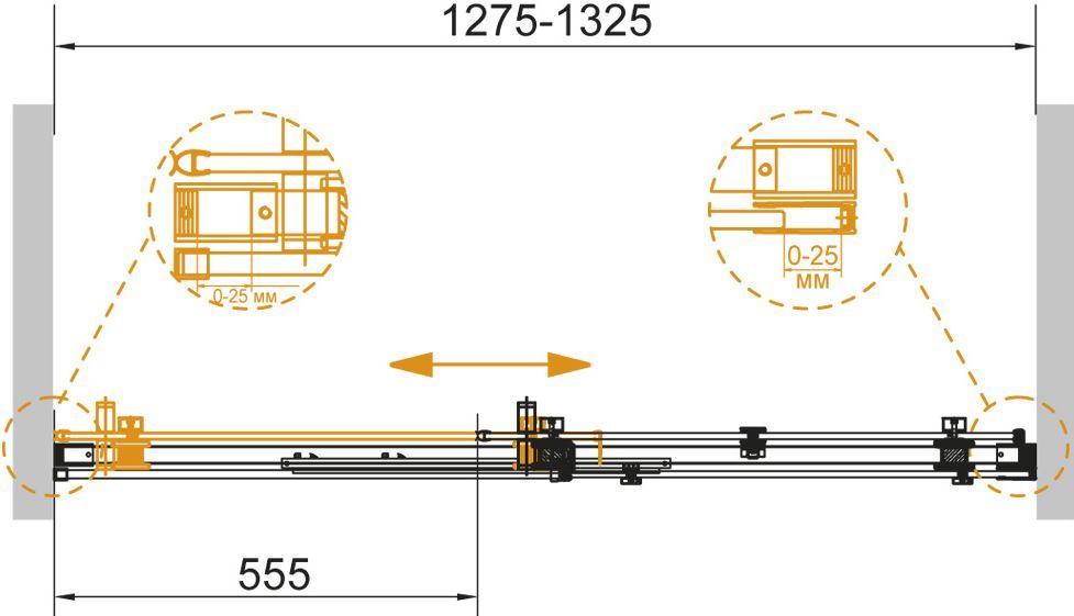Душевая дверь в нишу Cezares Stylus Soft BF 1 130 C Cr STYLUS-SOFT-BF-1-130-C-Cr - 2