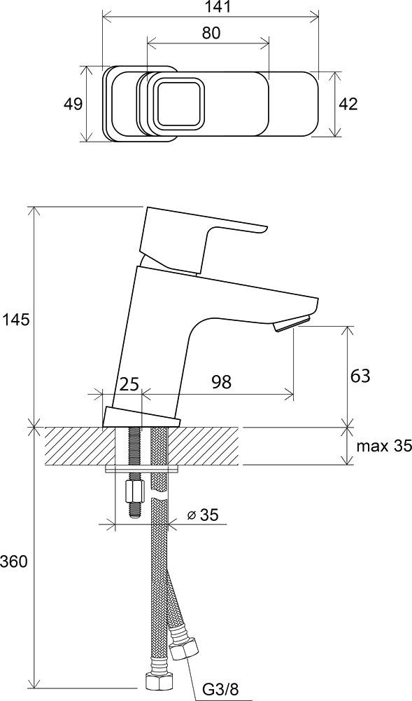 Смеситель для раковины Ravak 10° хром  X070064 - 1