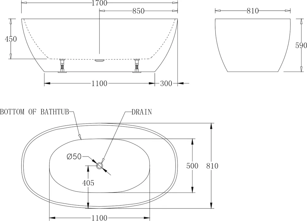 Акриловая ванна BELBAGNO 170х81 белый  BB81-1700-W0 - 2