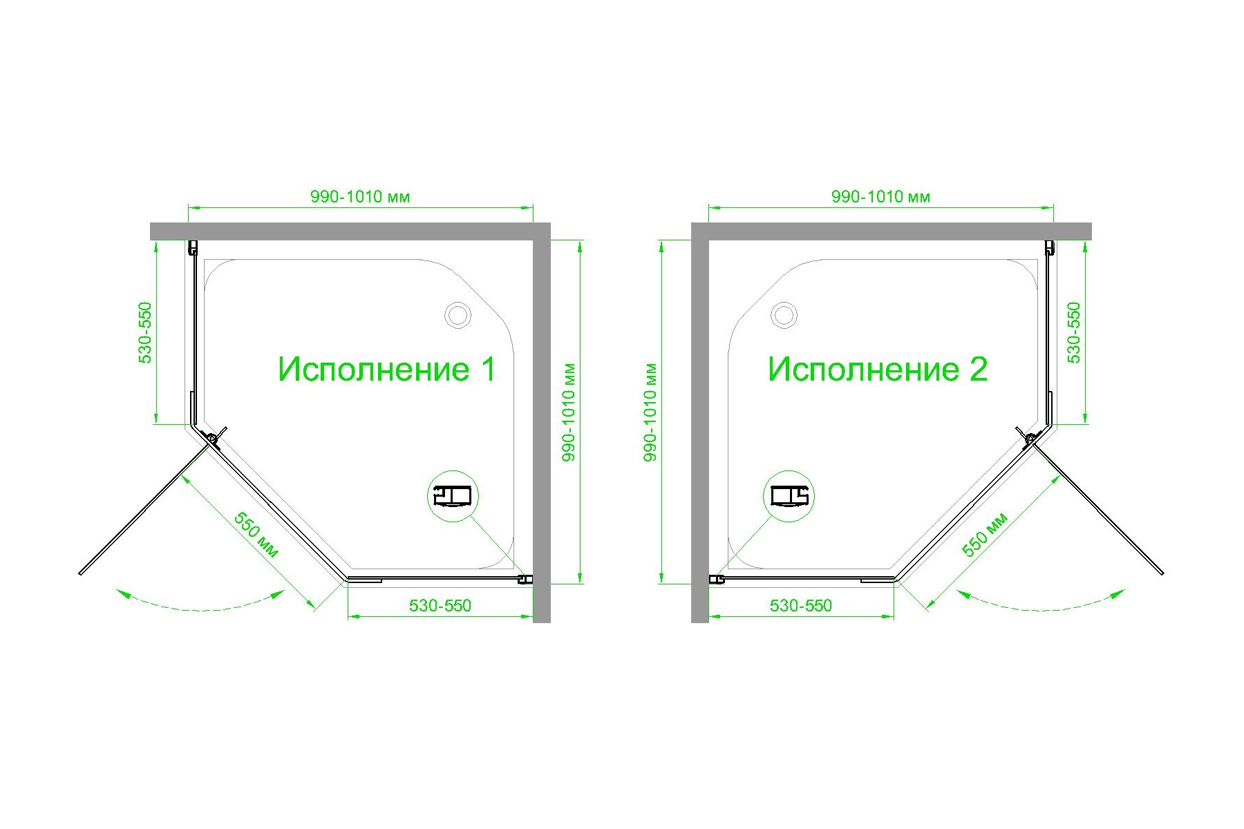 Душевой уголок Royal Bath TR 100х100 профиль белый стекло матовое RB100TR-C - 3