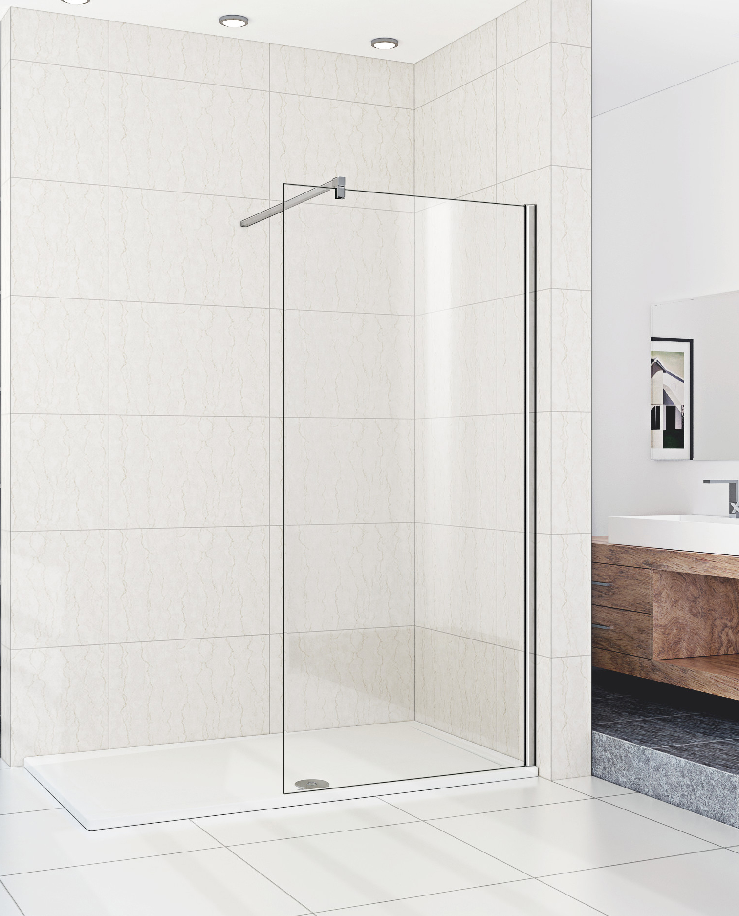 Душевая перегородка Weltwasser WW400 Walk-In 100G-1 100х185 хром  10000002939 - 1