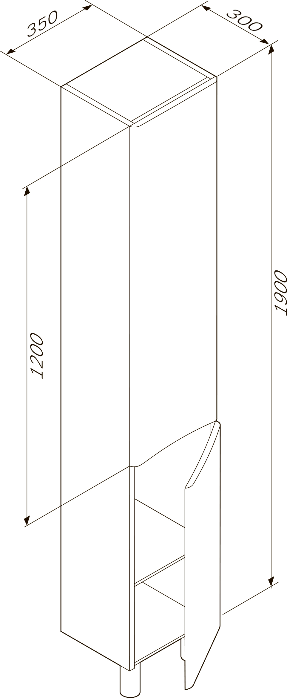 Шкаф-пенал AM.PM Like 35 R напольный, белый глянец, венге M80CSR0356VF - 9