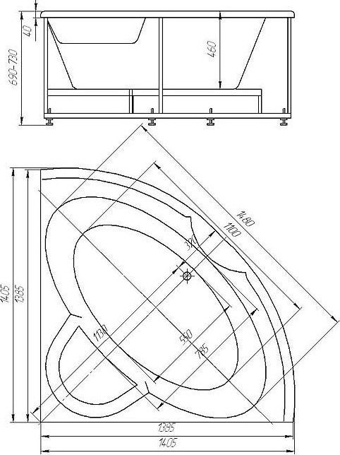 Акриловая ванна 140x140 см Aquatek Поларис-1 POL1-0000030, белый - 1