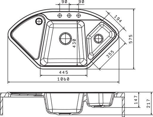 Мойка кухонная Florentina Капри антрацит 20.185.J1060.302 - 1