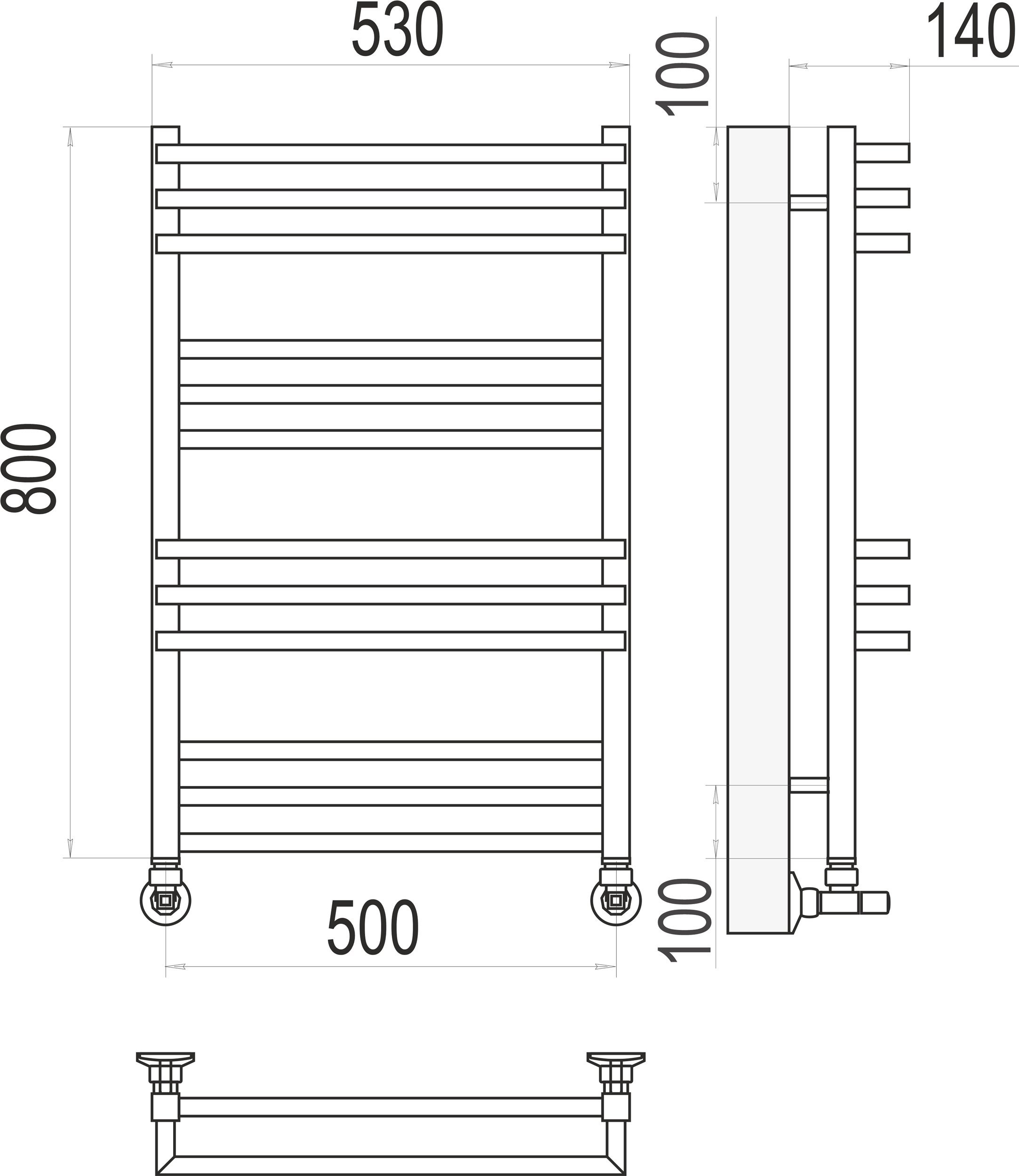 Водяной полотенцесушитель Terminus Нойс П12 500х800 Хром 4630080268401 - 2