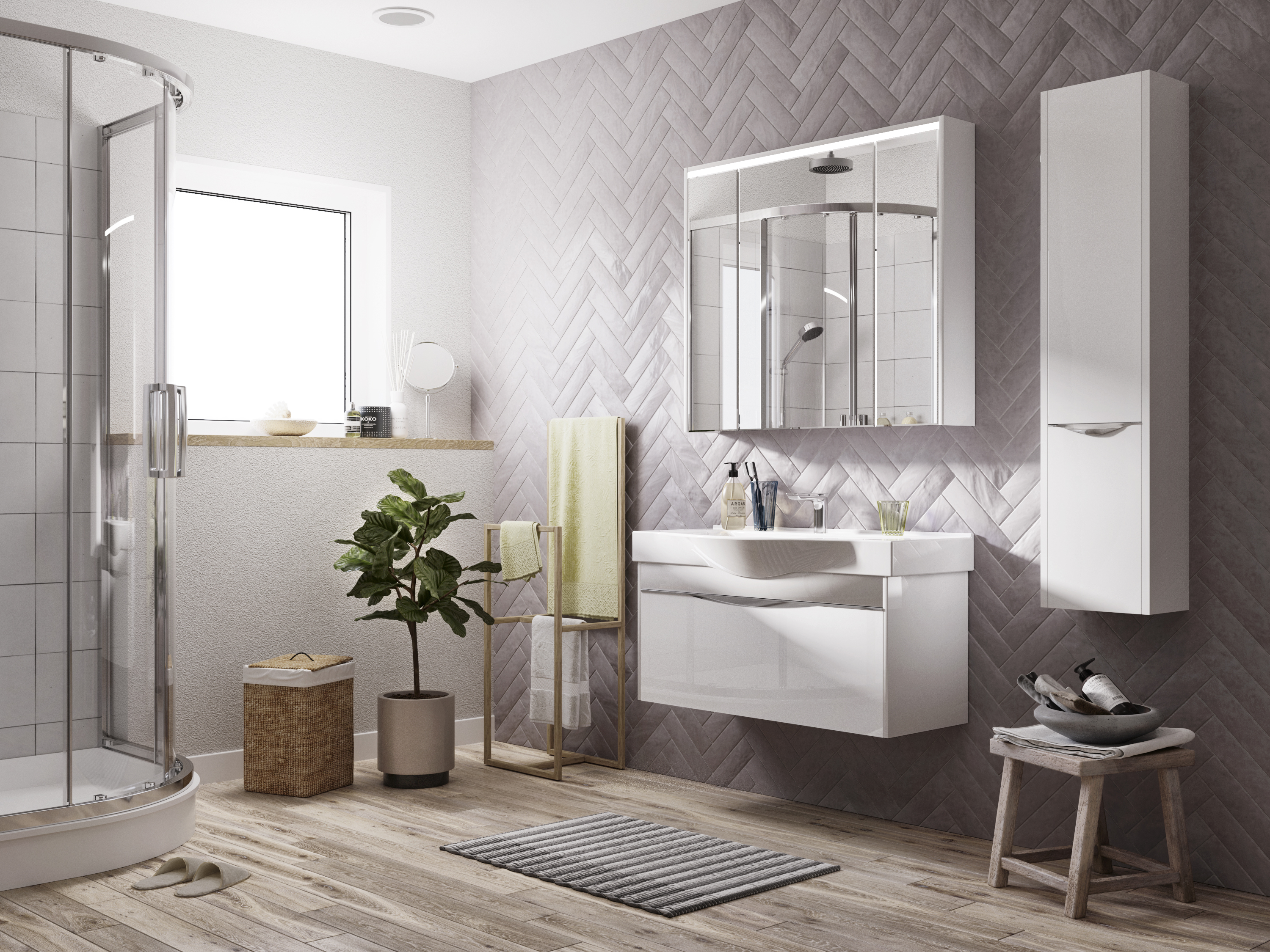 Зеркало-шкаф STWORKI Хельсинки 100 см, с подсветкой, навесной, большой,
белый, прямоугольный 1A243302HI010 - 2