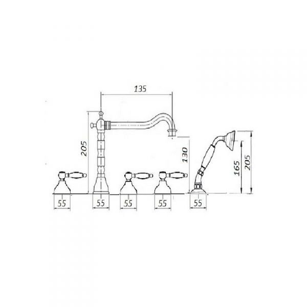 Смеситель для ванны Magliezza Grosso bianco хром  50119-4-cr - 1