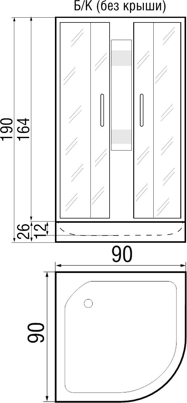 Душевая кабина с поддоном River Rein Б/К 90/24 MT  10000002413 - 2