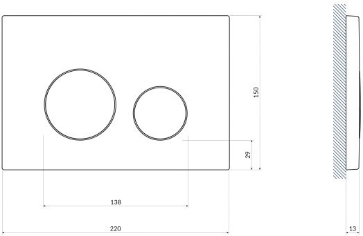 Кнопка смыва Cersanit Twins 63534 c рамкой, черная матовая - 2