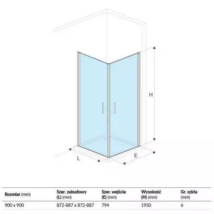 Душевой уголок Excellent Mazo 90х90 хром стекло прозрачное KAEX.3022.1010.9090.LP - 2