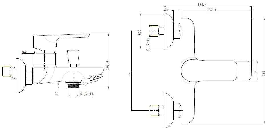 Смеситель Bien Torres BB01017102 для ванны с душем - 1