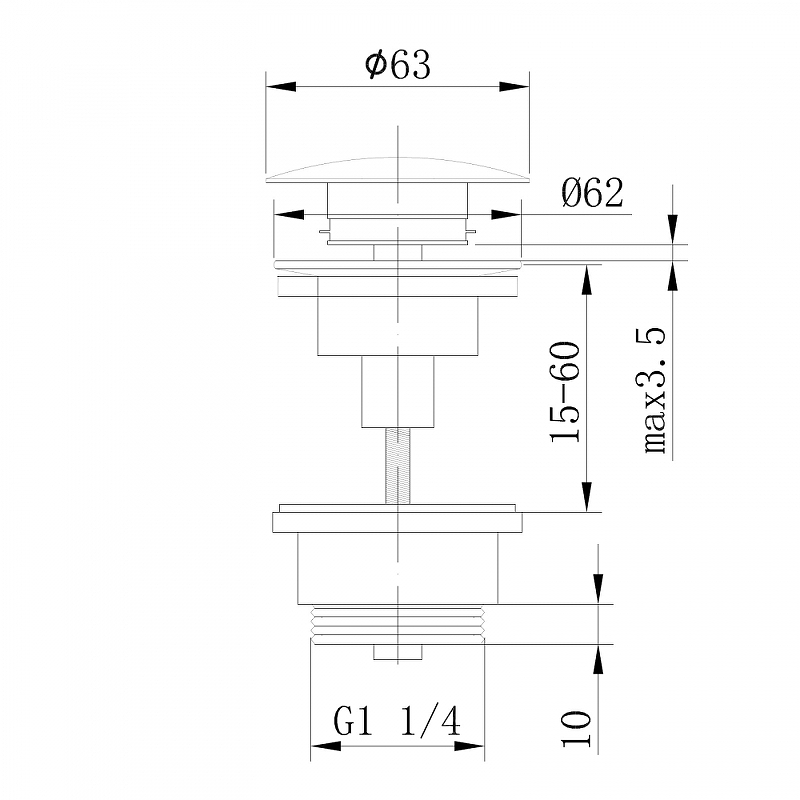 Донный клапан Abber черный матовый AF0011B - 1