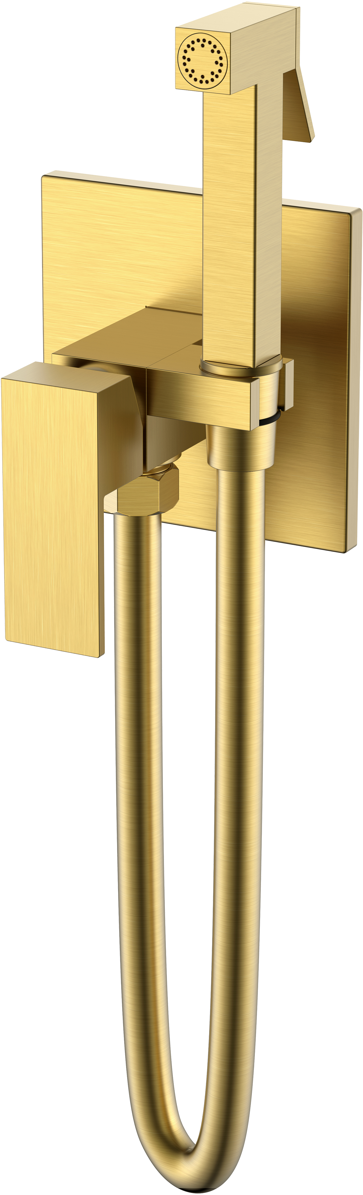 Гигиенический душ со смесителем Boheme Qubic золото матовый 477-MG - 0