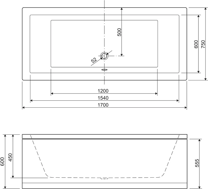 Акриловая ванна Cezares Plane 170х75  PLANE-170-75-45-W37 - 2