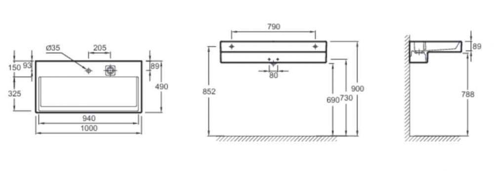 Раковина Jacob Delafon Terrace EXC112 100 см EXC112-00 - 1